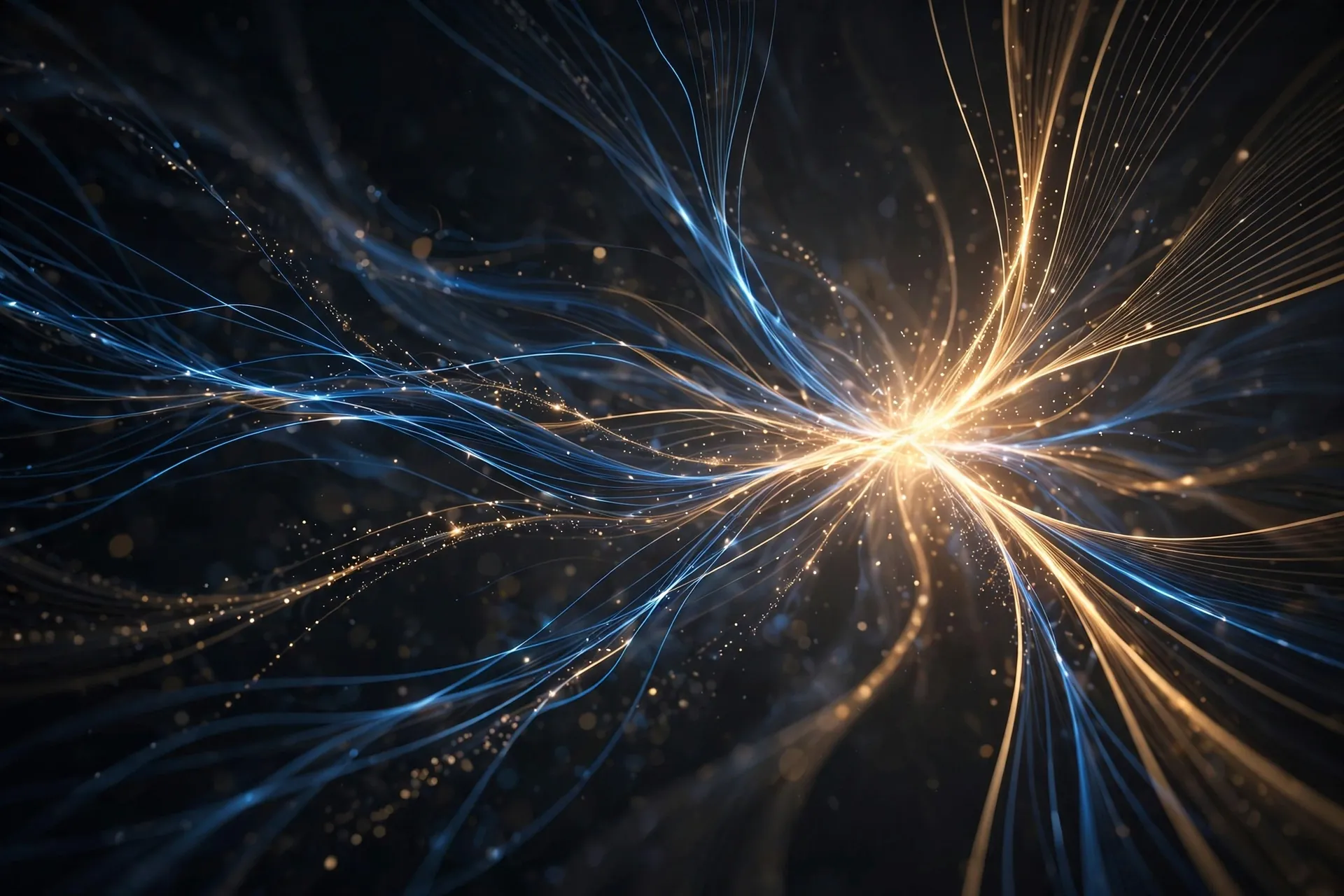 Streams of light converging, representing lead flow